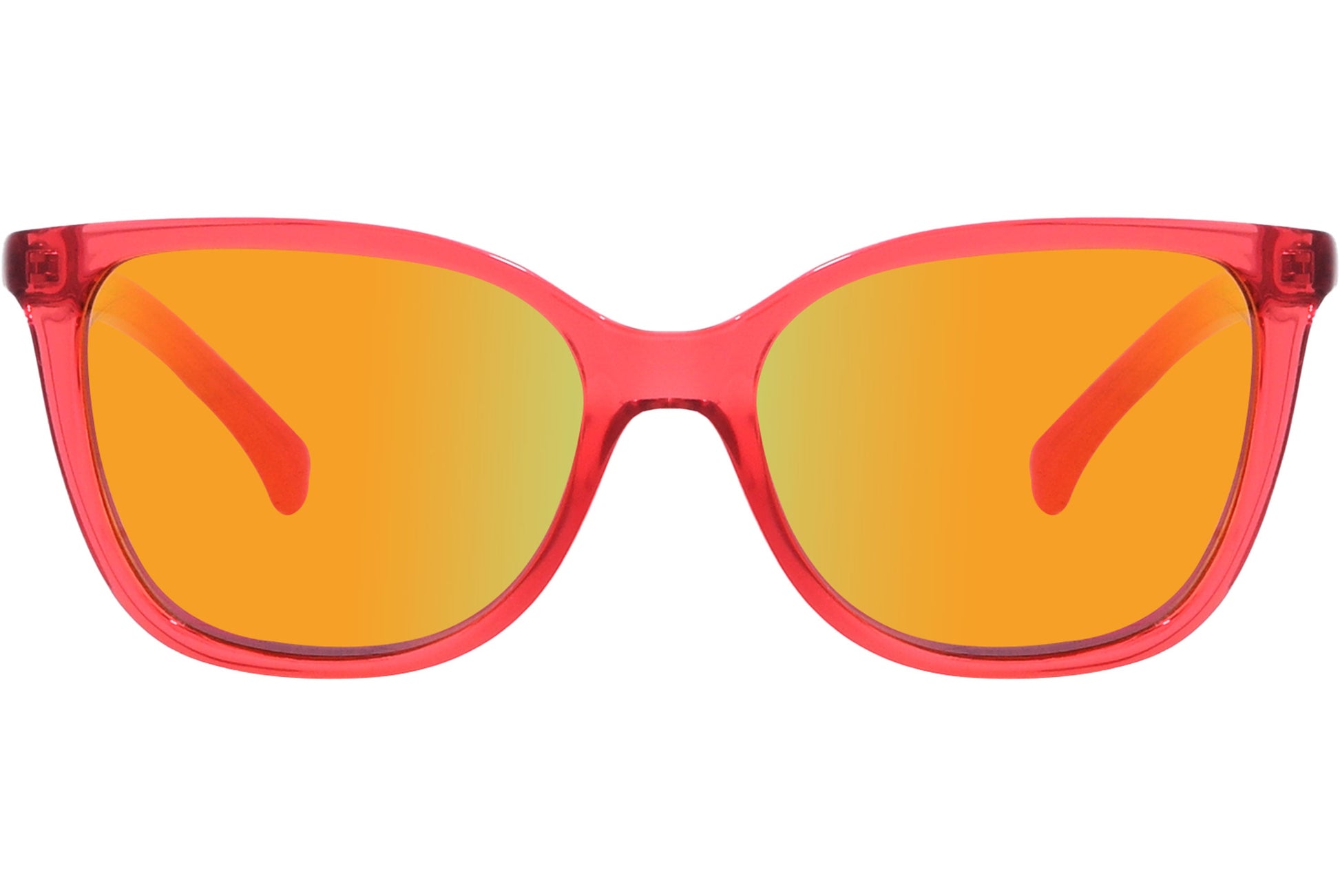 Calvin Klein Red Color Wayfarer Sunglasses Viewed From Front Angle.