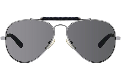 Calvin Klein Silver Color Aviator Sunglasses Viewed From Front Angle.