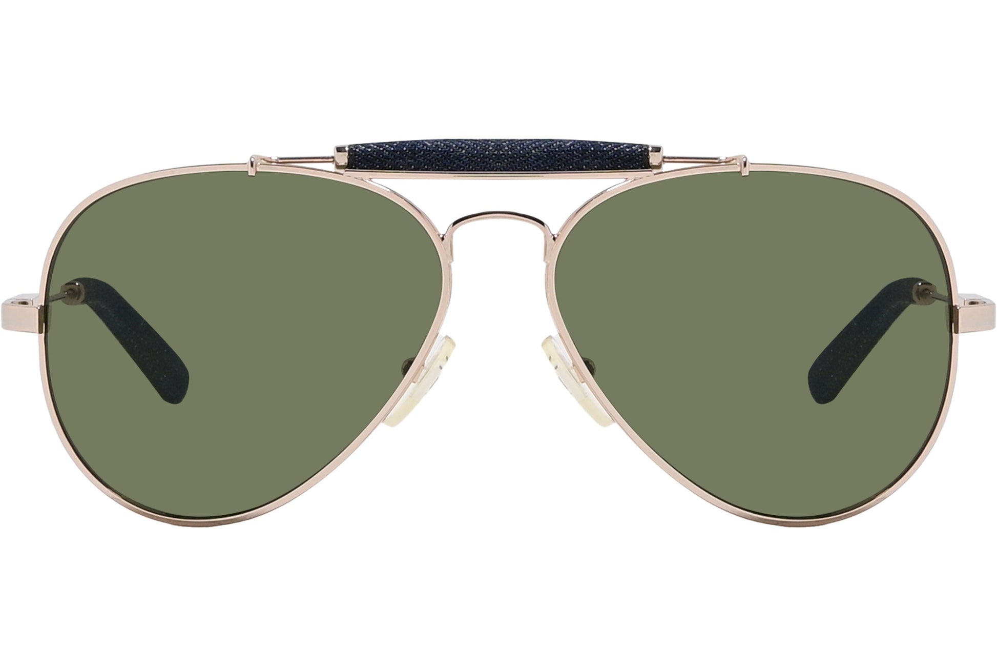 Calvin Klein Gold Color Aviator Sunglasses Viewed From Front Angle.