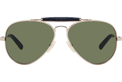 Calvin Klein Gold Color Aviator Sunglasses Viewed From Front Angle.