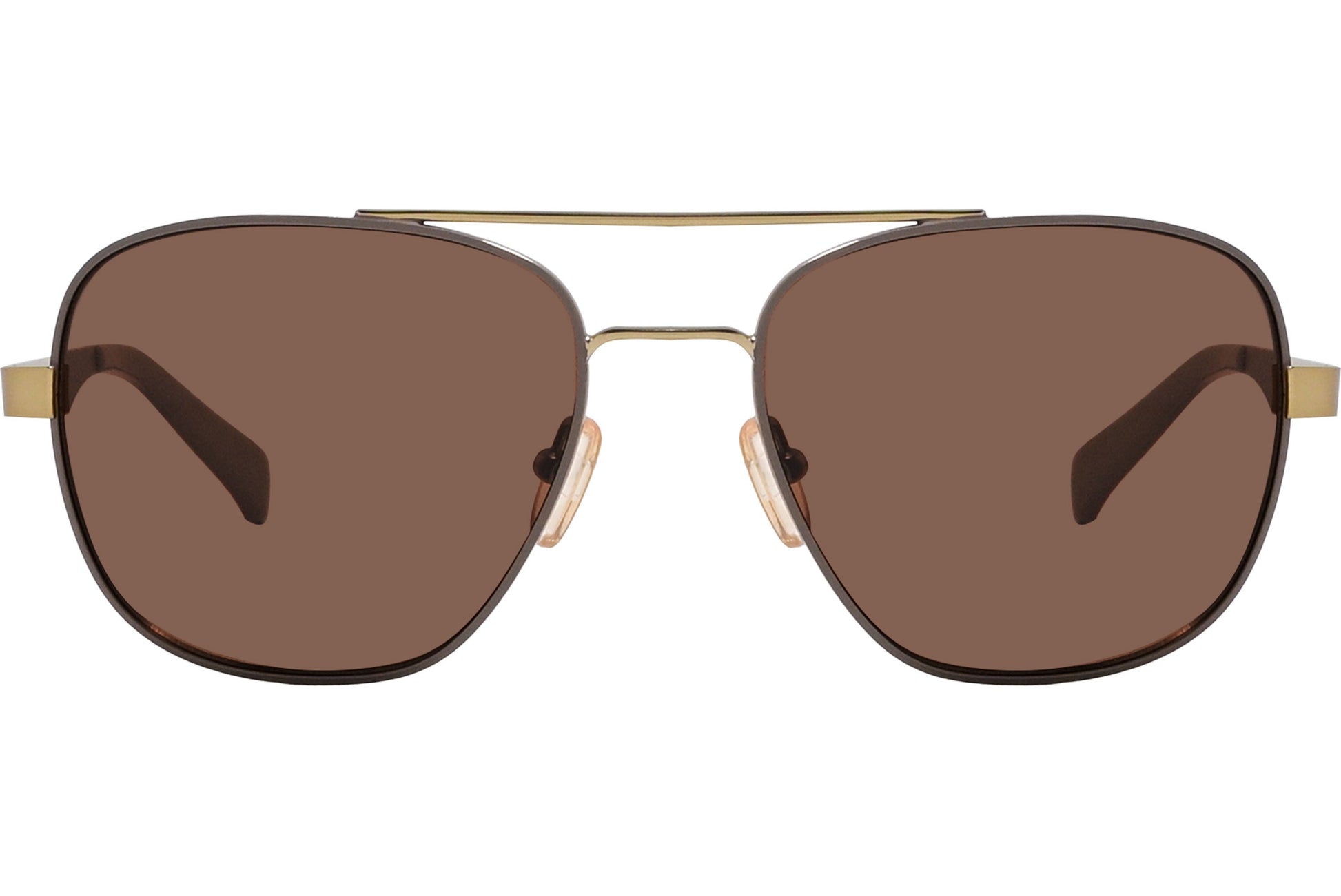 Calvin Klein Gold Color Aviator Sunglasses Viewed From Front Angle.