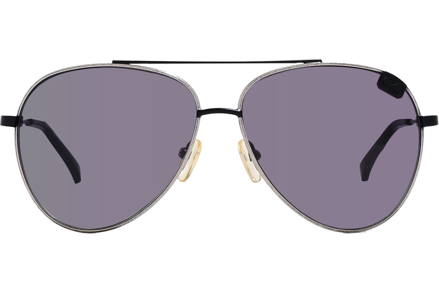 Calvin Klein Black Color Aviator Sunglasses Viewed From Front Angle.