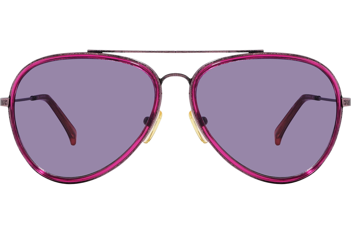 Calvin Klein Pink Color Aviator Sunglasses Viewed From Front Angle.