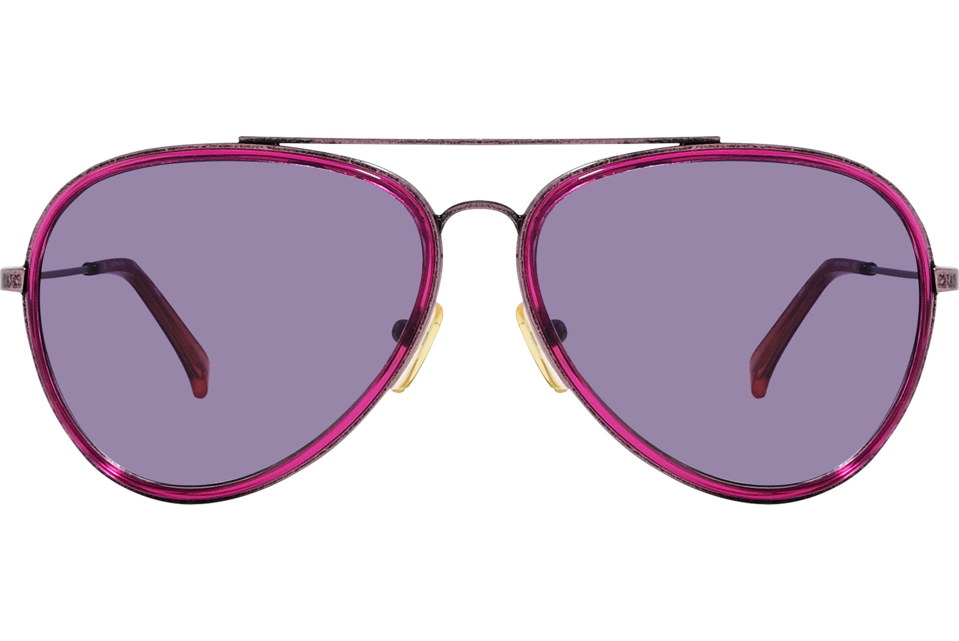 Calvin Klein Pink Color Aviator Sunglasses Viewed From Front Angle.