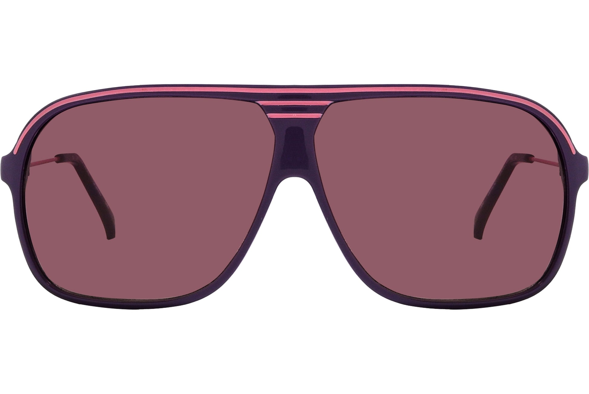 Calvin Klein Purple Color Shield Sunglasses Viewed From Front Angle.