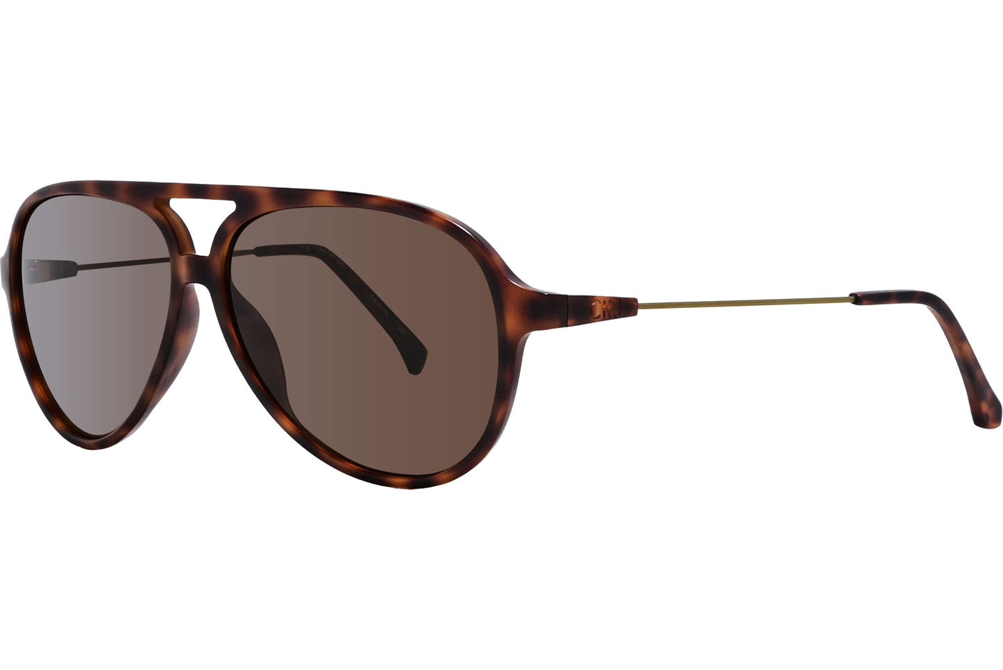 Calvin Klein Tortoise Color Aviator Sunglasses Viewed From A 45-Degree Angle.