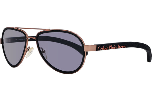 Calvin Klein Rose Gold Color Aviator Sunglasses Viewed From A 45-Degree Angle.