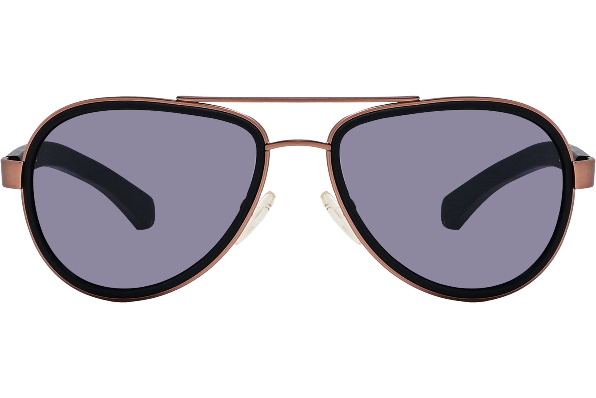 Calvin Klein Rose Gold Color Aviator Sunglasses Viewed From Front Angle.