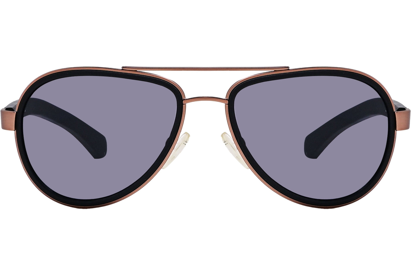 Calvin Klein Rose Gold Color Aviator Sunglasses Viewed From Front Angle.