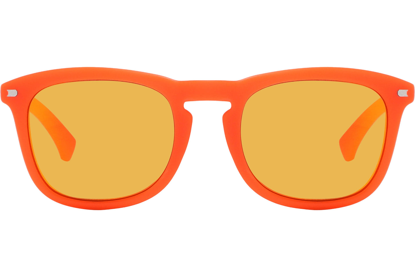 Calvin Klein Orange Color Square Sunglasses Viewed From Front Angle.