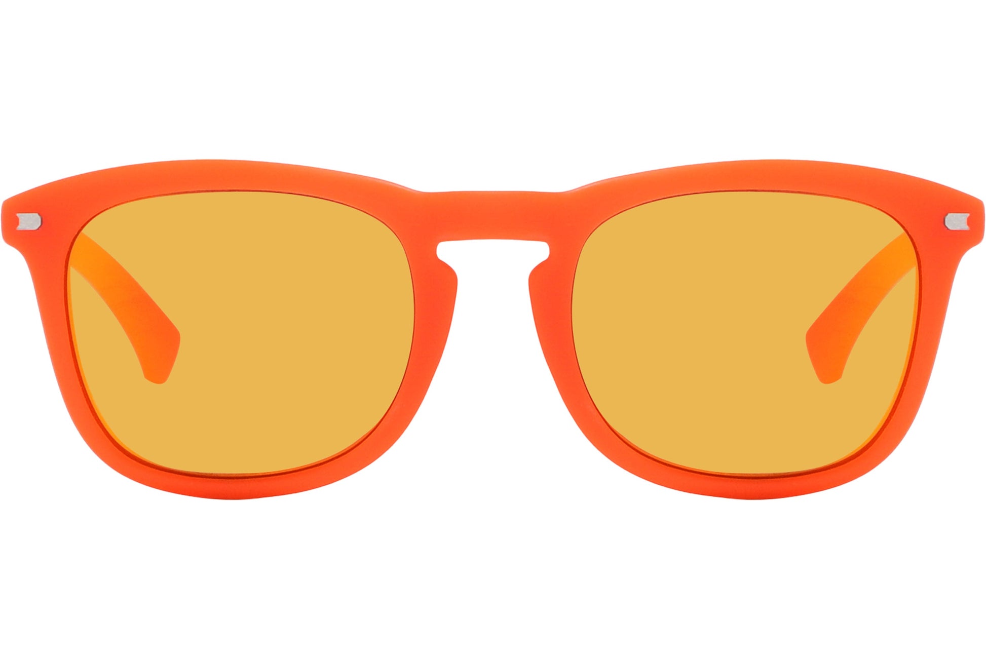 Calvin Klein Orange Color Square Sunglasses Viewed From Front Angle.