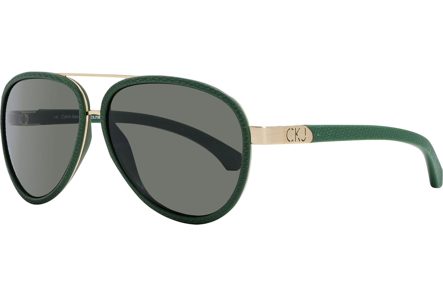 Calvin Klein Green Color Aviator Sunglasses Viewed From A 45-Degree Angle.