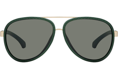 Calvin Klein Green Color Aviator Sunglasses Viewed From Front Angle.