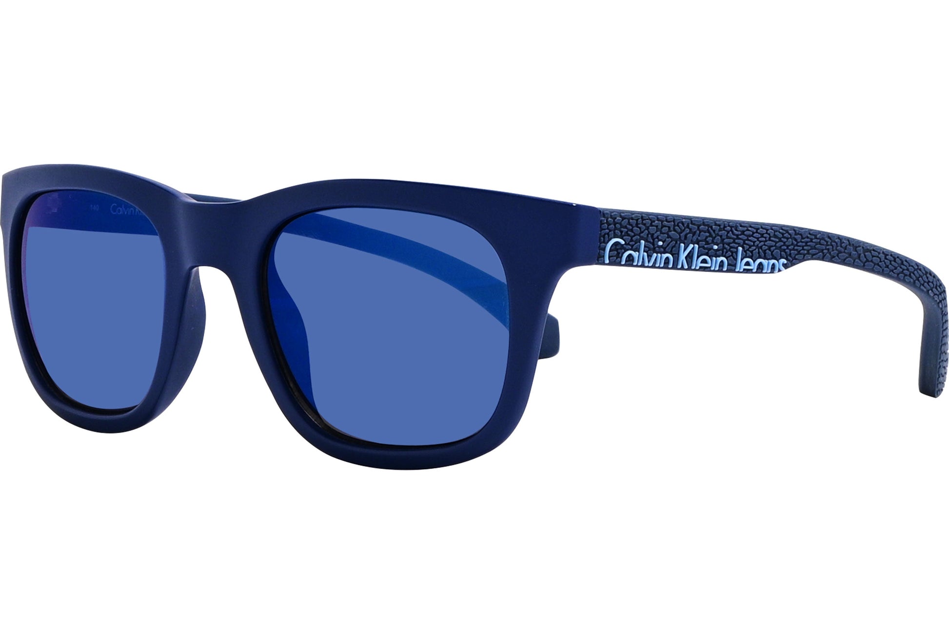 Calvin Klein Blue Color Square Sunglasses Viewed From A 45-Degree Angle.