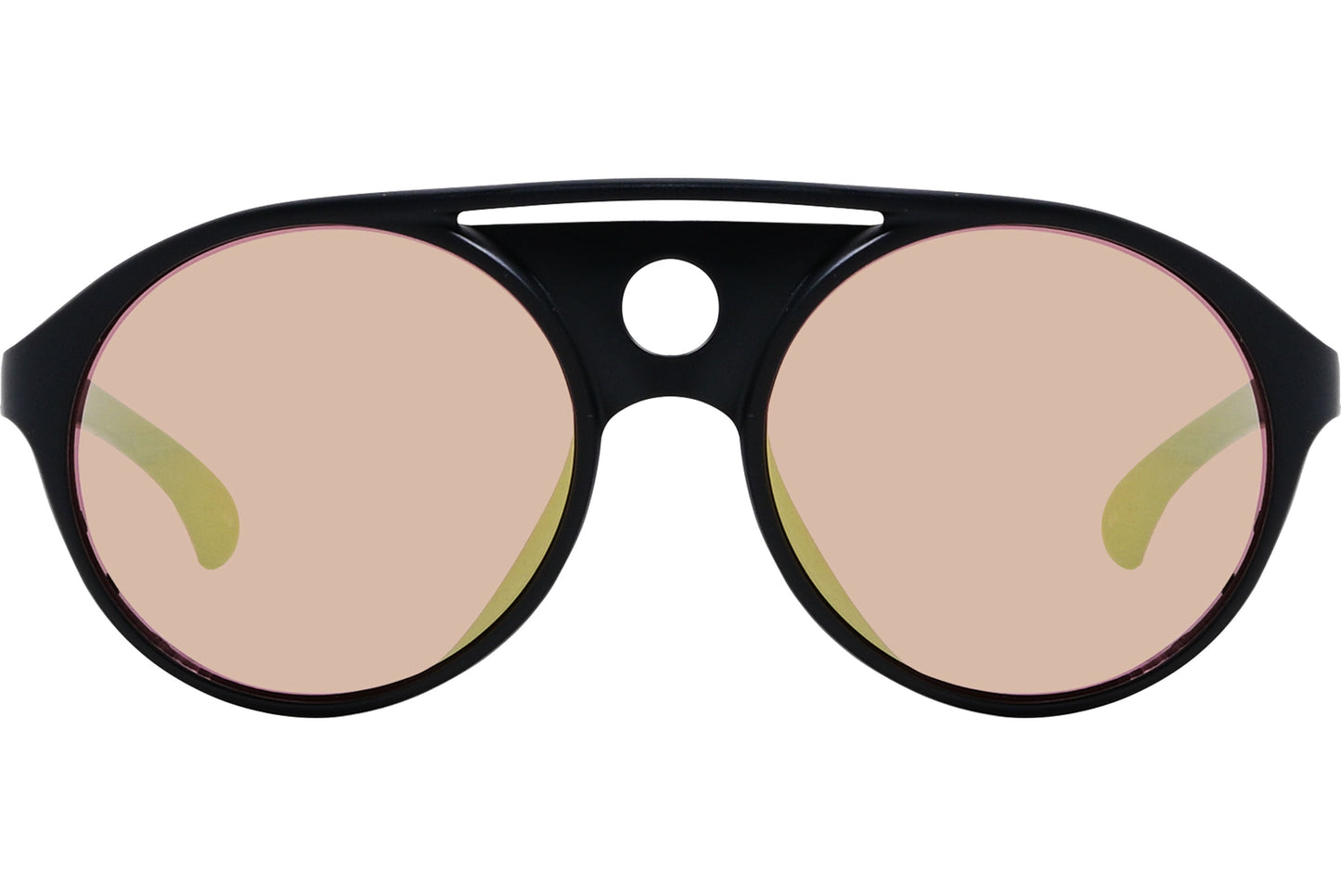 Calvin Klein Black Color Steampunk Sunglasses Viewed From Front Angle.