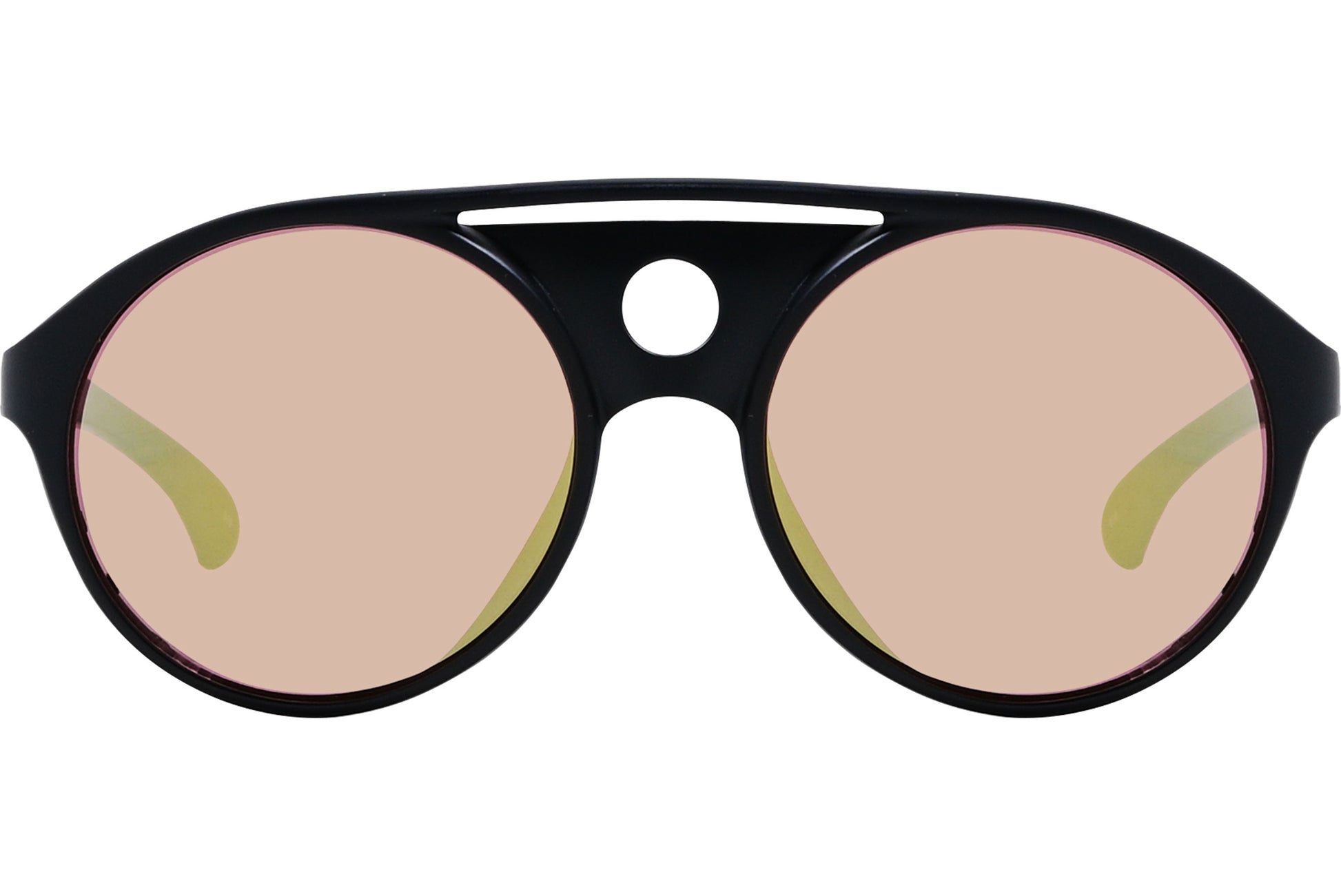 Calvin Klein Black Color Steampunk Sunglasses Viewed From Front Angle.