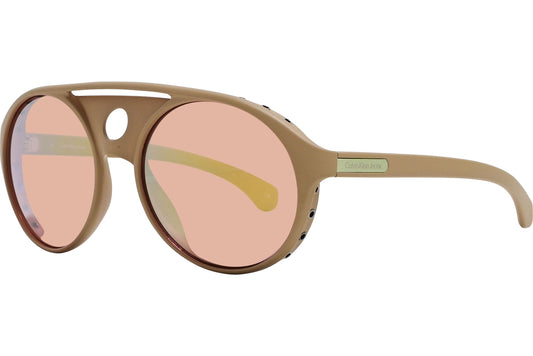 Calvin Klein Brown Color Steampunk Sunglasses Viewed From A 45-Degree Angle.