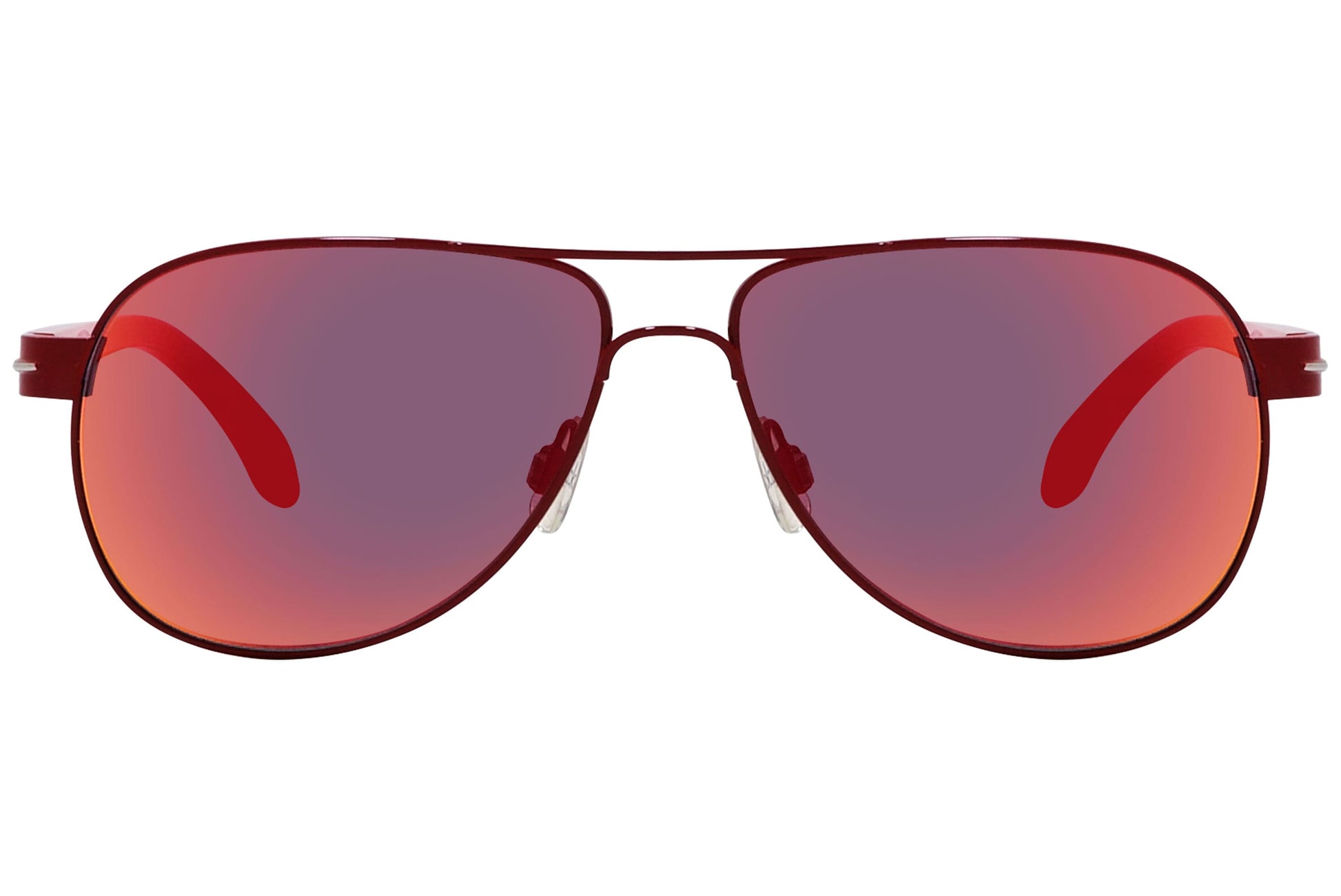 Calvin Klein Red Color Aviator Sunglasses Viewed From Front Angle.