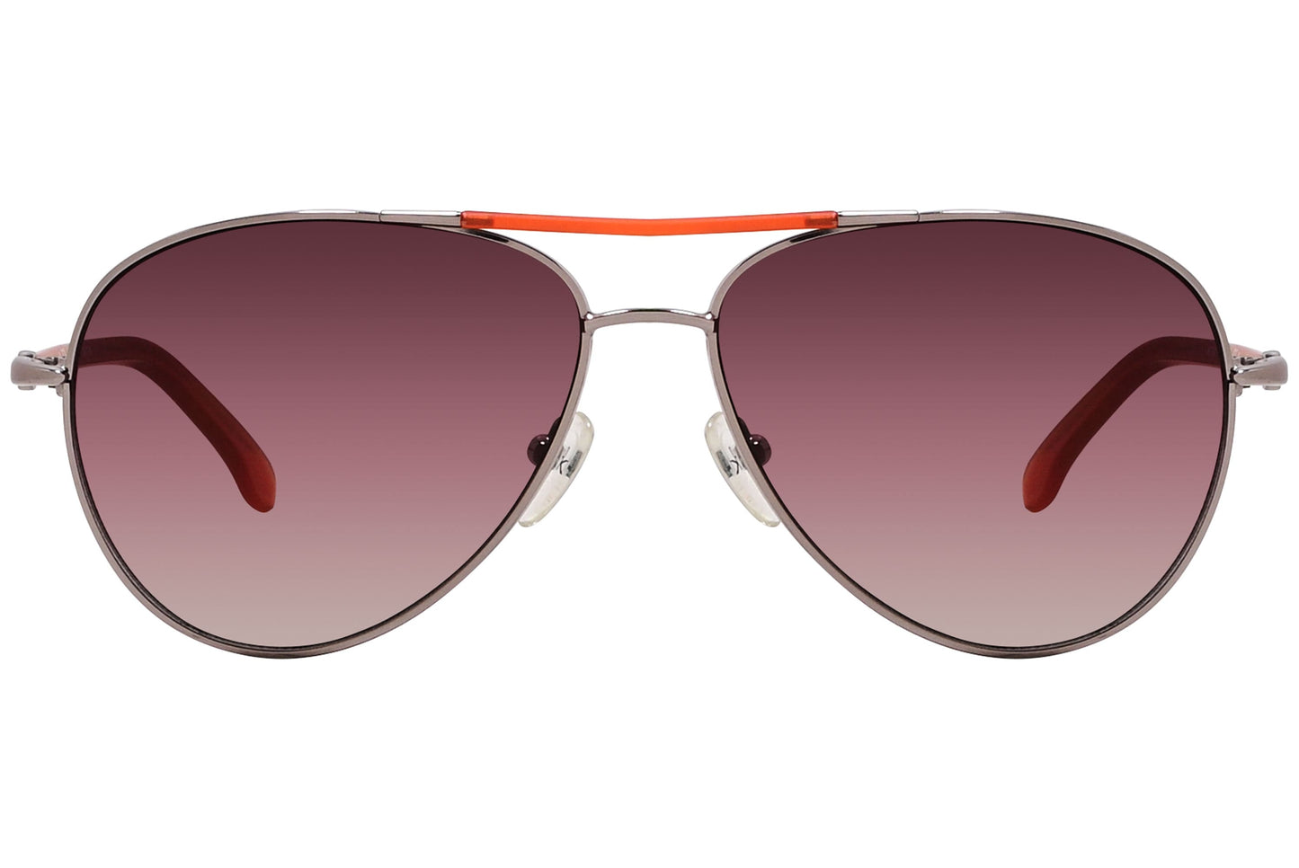 Calvin Klein Orange Color Aviator Sunglasses Viewed From Front Angle.