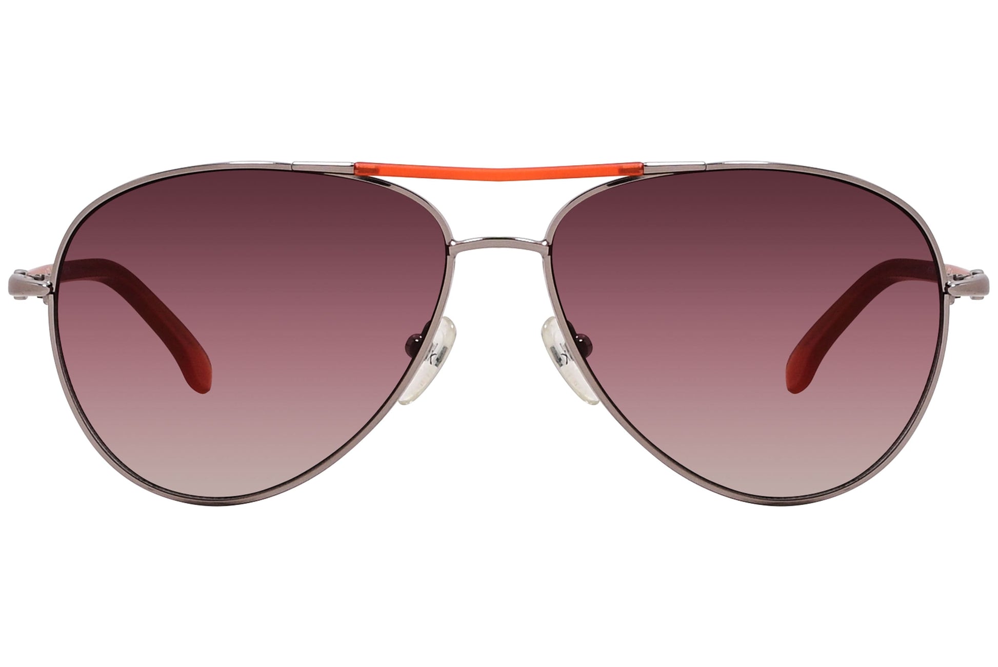 Calvin Klein Orange Color Aviator Sunglasses Viewed From Front Angle.