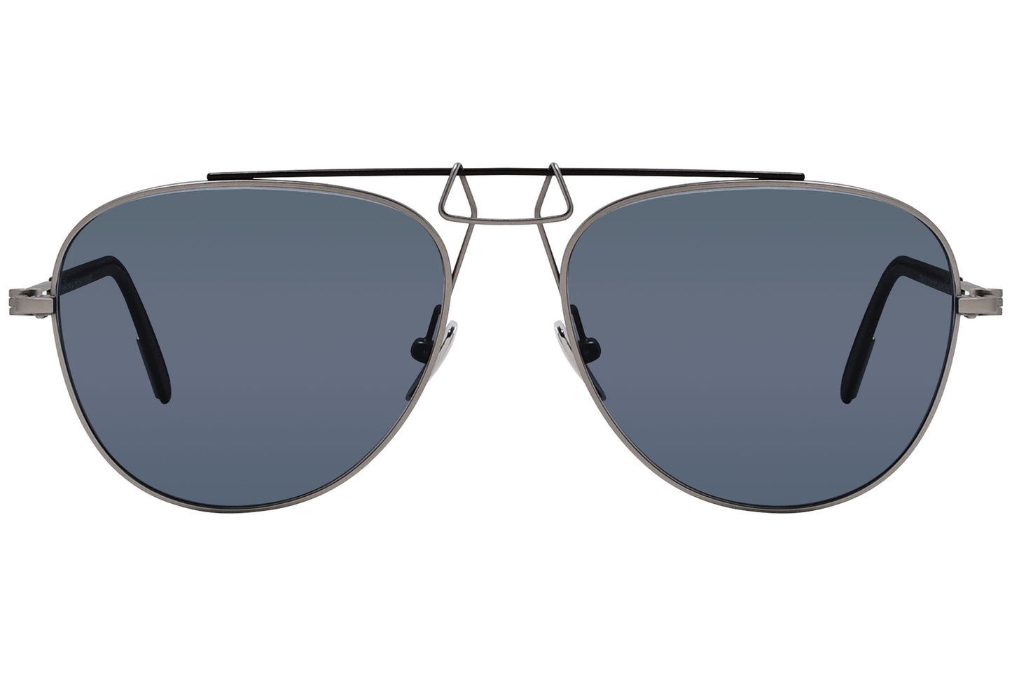 Calvin Klein Silver Color Aviator Sunglasses Viewed From Front Angle.