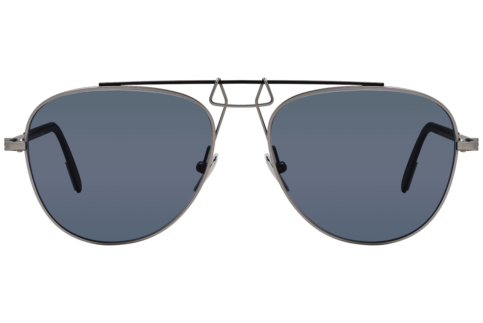 Calvin Klein Silver Color Aviator Sunglasses Viewed From Front Angle.