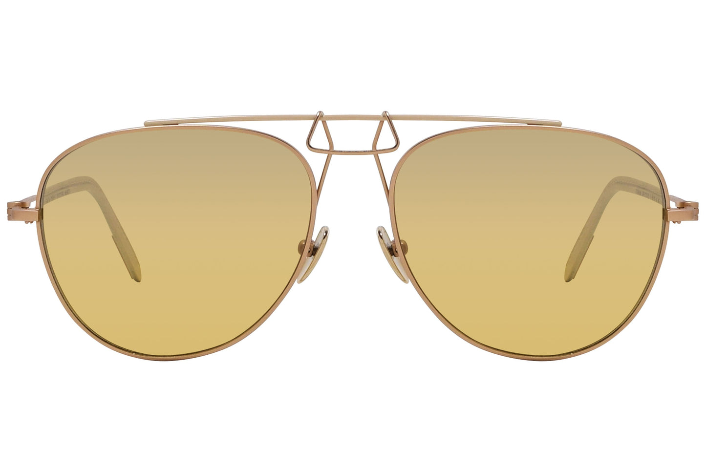 Calvin Klein Gold Color Aviator Sunglasses Viewed From Front Angle.