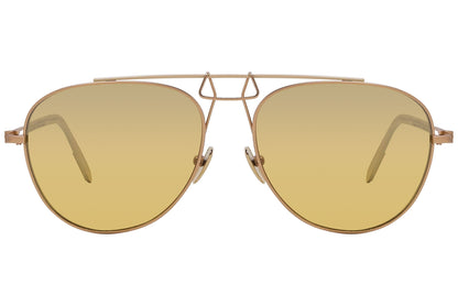 Calvin Klein Gold Color Aviator Sunglasses Viewed From Front Angle.