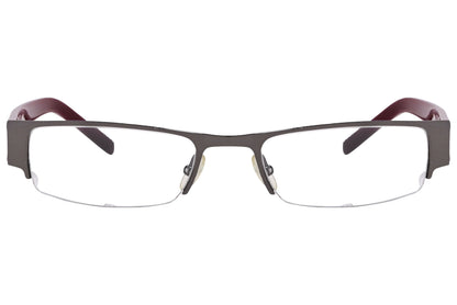 Carrera Rectangle Red Eyeglasses Frame Viewed From Front Angle.