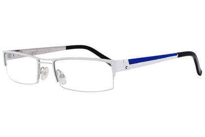 Carrera Rectangle White Eyeglasses Frame Viewed From A 45-Degree Angle.