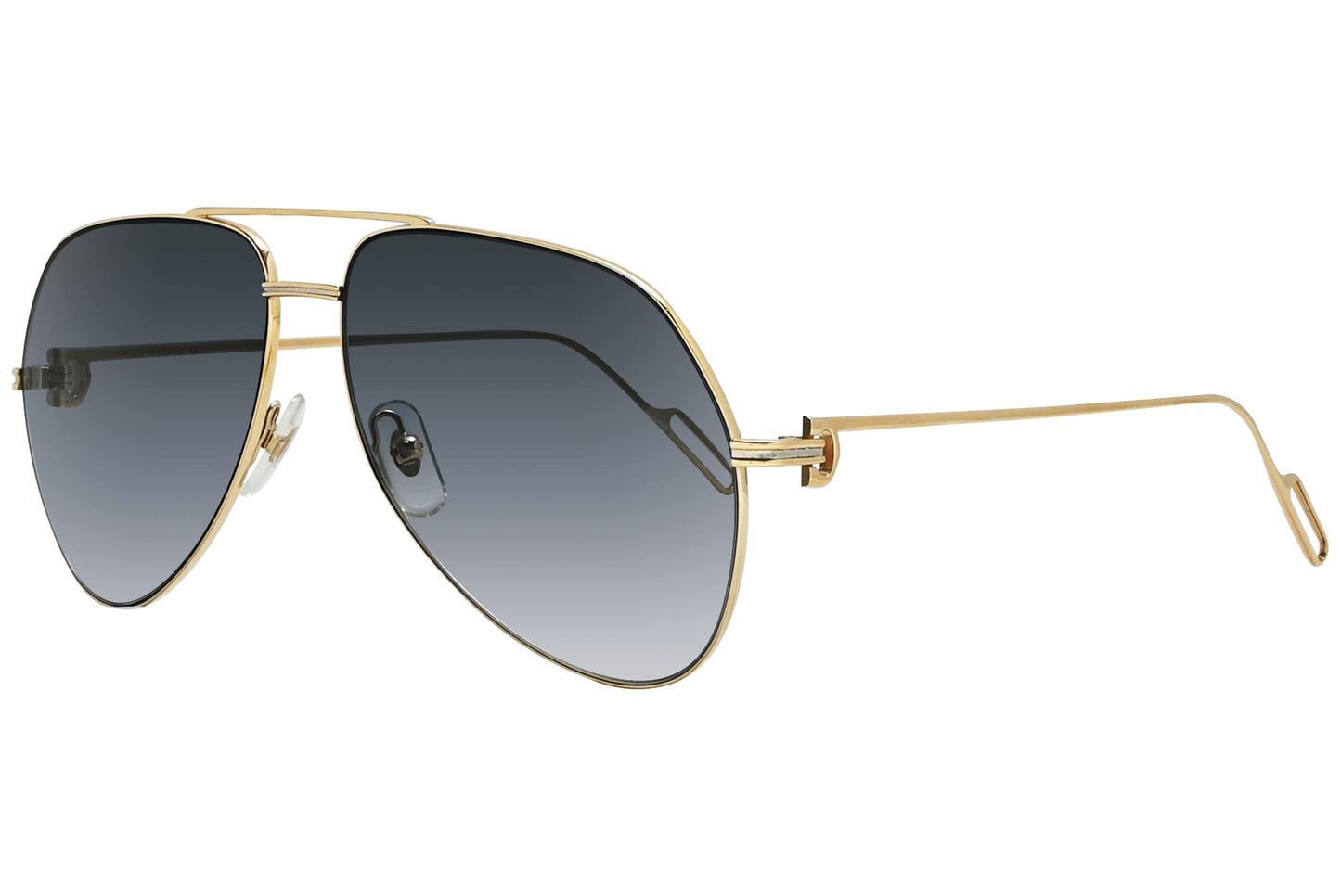 Cartier Gold Color Aviator Sunglasses Viewed From A 45-Degree Angle.