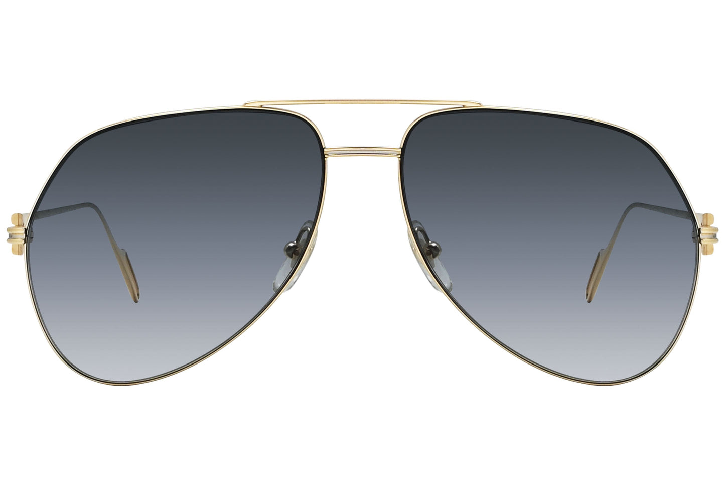 Cartier Gold Color Aviator Sunglasses Viewed From front angle