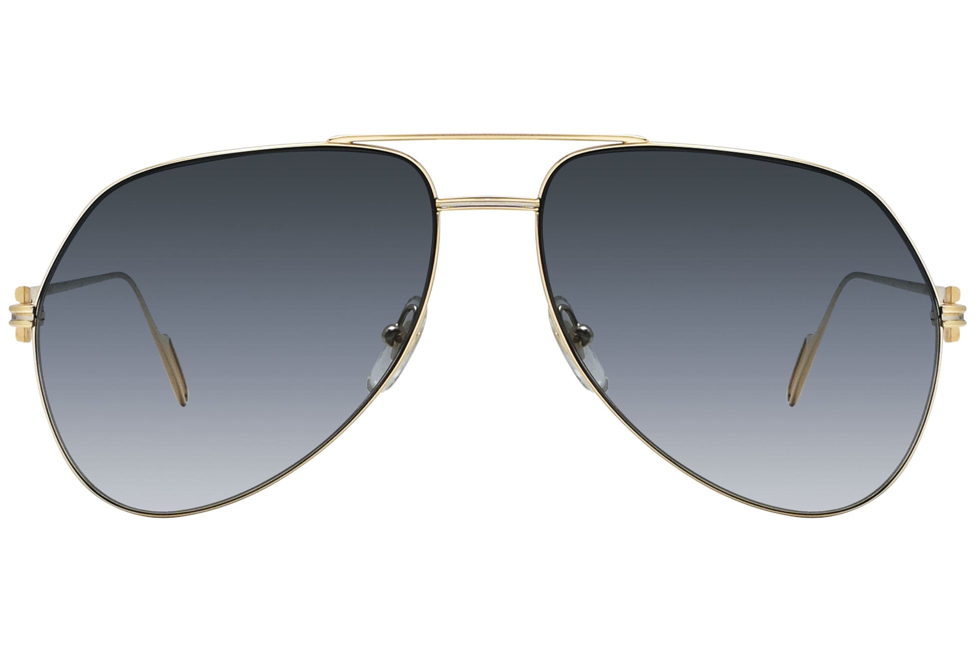 Cartier Gold Color Aviator Sunglasses Viewed From front angle