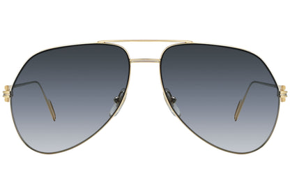 Cartier Gold Color Aviator Sunglasses Viewed From front angle