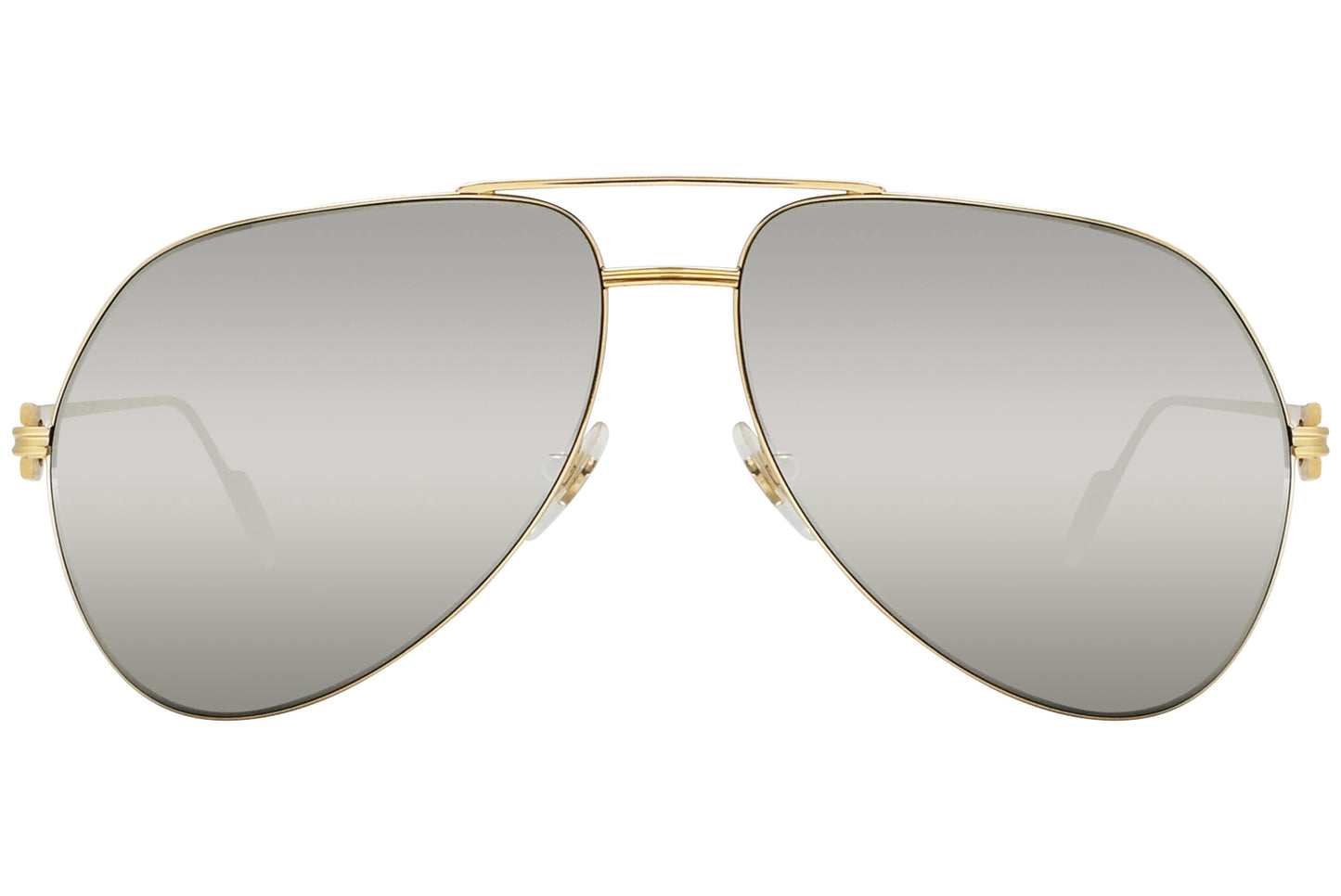 Cartier Gold Color Aviator Sunglasses Viewed From front angle