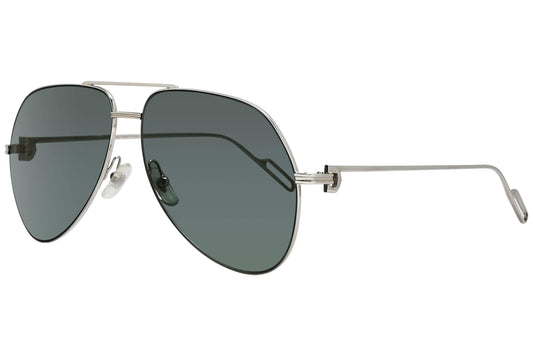 Cartier Silver Color Aviator Sunglasses Viewed From A 45-Degree Angle.