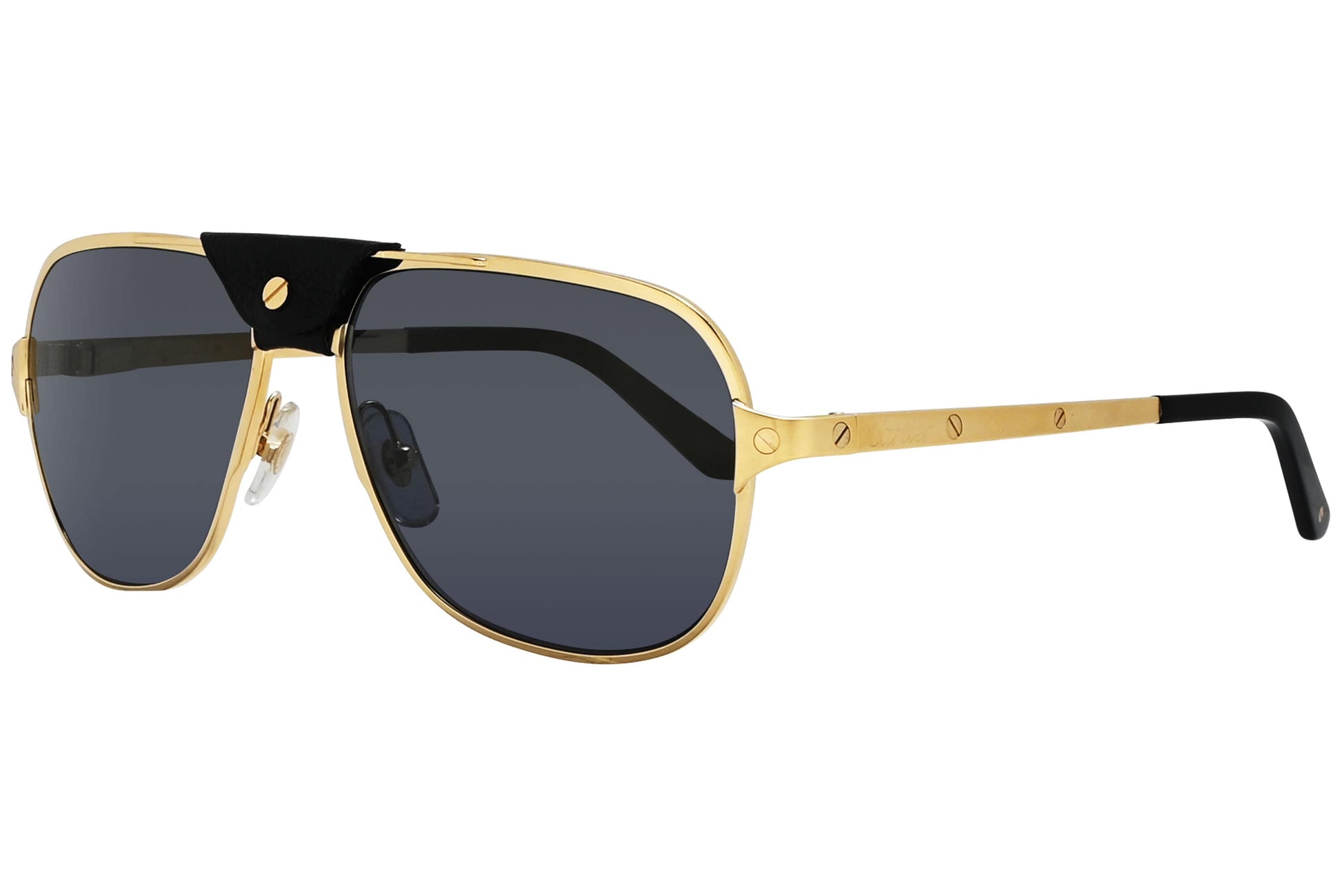 Cartier Gold Color Aviator Sunglasses Viewed From A 45-Degree Angle.