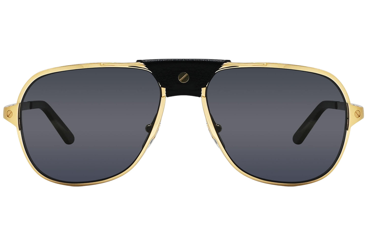 Cartier Gold Color Aviator Sunglasses Viewed From front angle