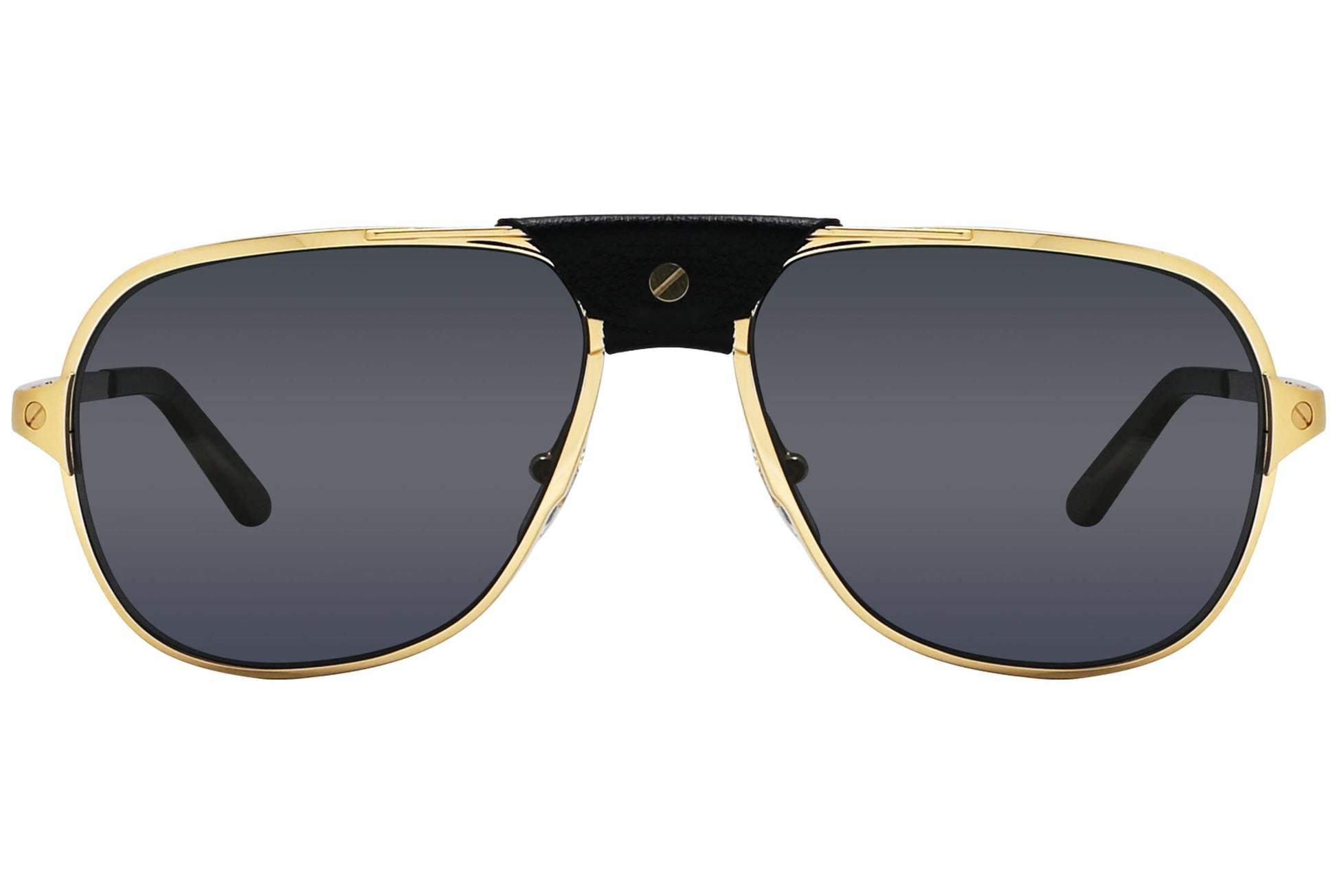 Cartier Gold Color Aviator Sunglasses Viewed From front angle