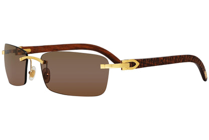 Cartier Brown Color Rimless Sunglasses Viewed From A 45-Degree Angle.