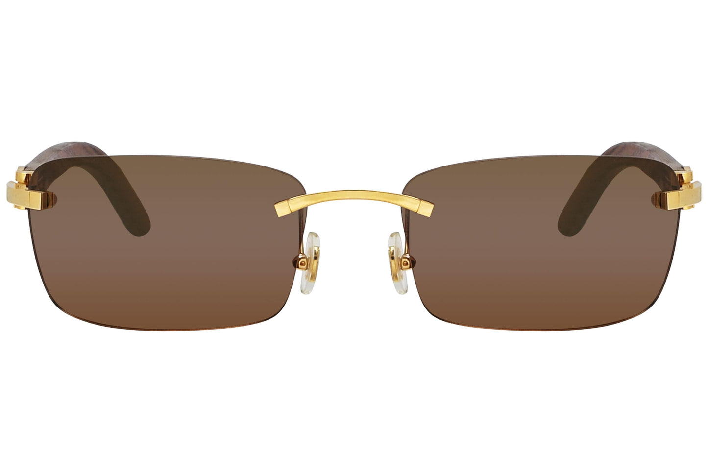 Cartier Brown Color Rimless Sunglasses Viewed From front angle