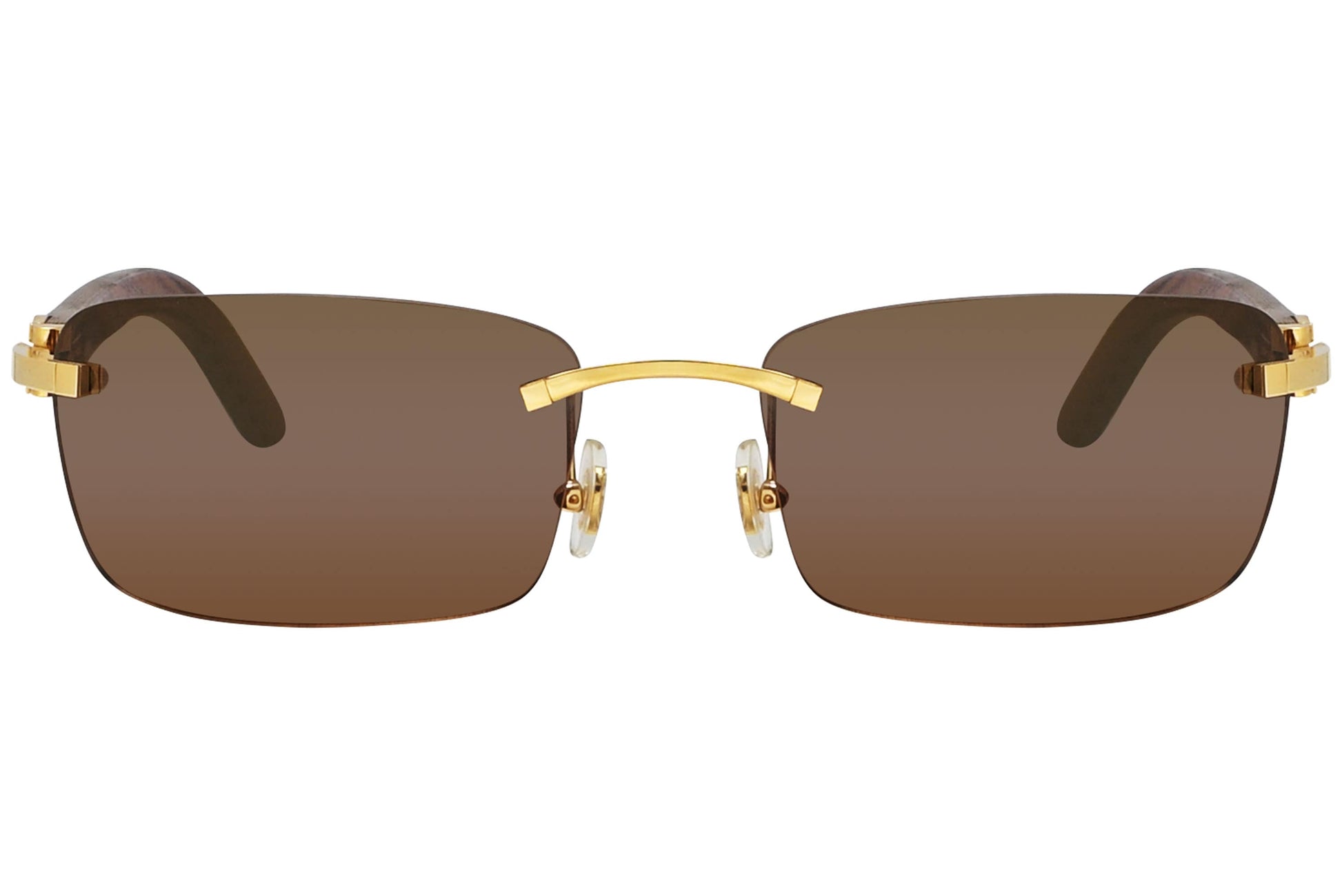 Cartier Brown Color Rimless Sunglasses Viewed From front angle