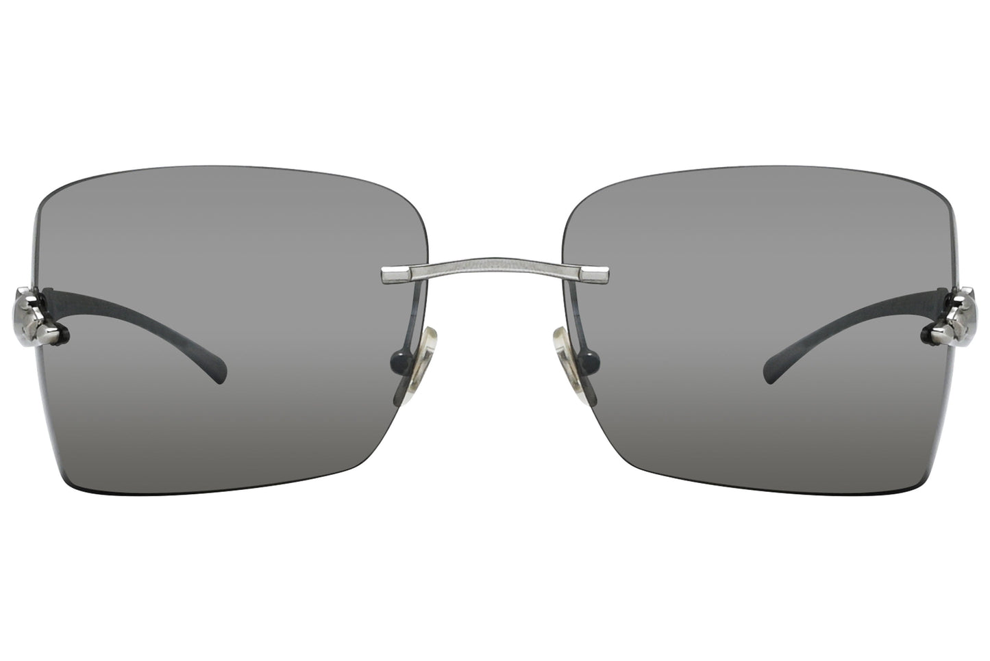 Cartier Silver Color Rimless Sunglasses Viewed From front angle