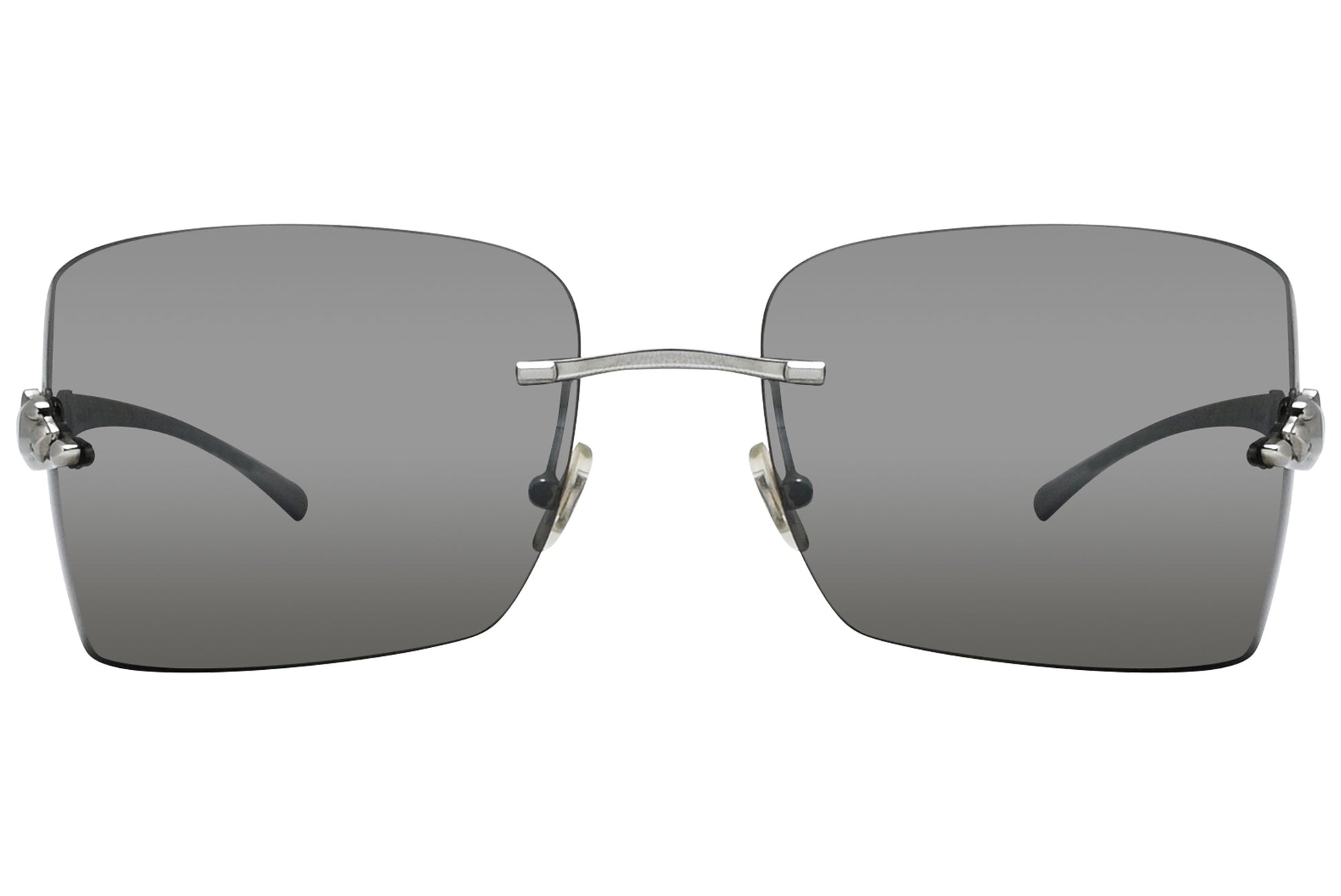 Cartier Silver Color Rimless Sunglasses Viewed From front angle