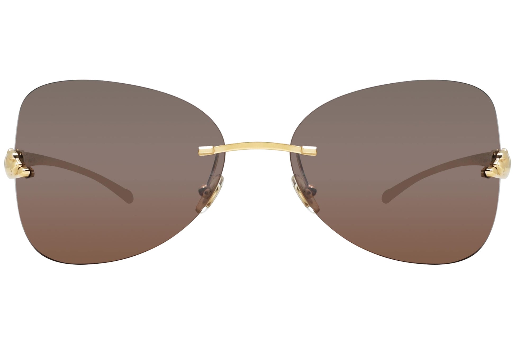 Cartier Gold Color Rimless Sunglasses Viewed From front angle