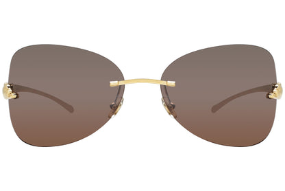 Cartier Gold Color Rimless Sunglasses Viewed From front angle