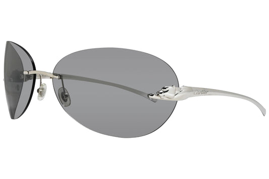 Cartier Silver Color Rimless Sunglasses Viewed From A 45-Degree Angle.