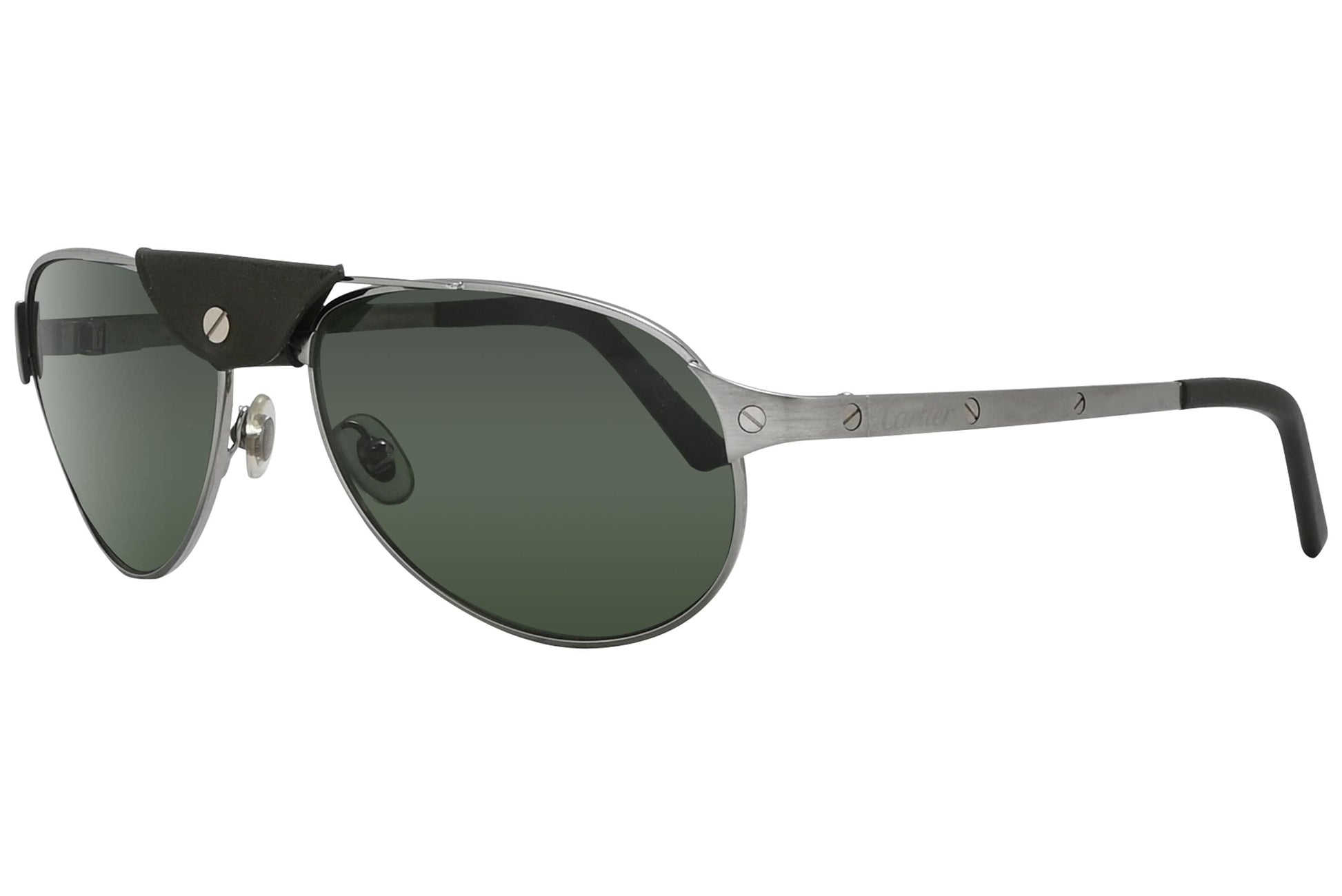 Cartier Silver Color Aviator Sunglasses Viewed From A 45-Degree Angle.