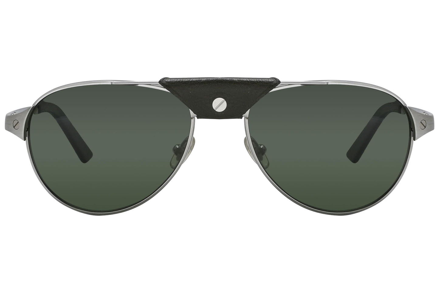 Cartier Silver Color Aviator Sunglasses Viewed From front angle