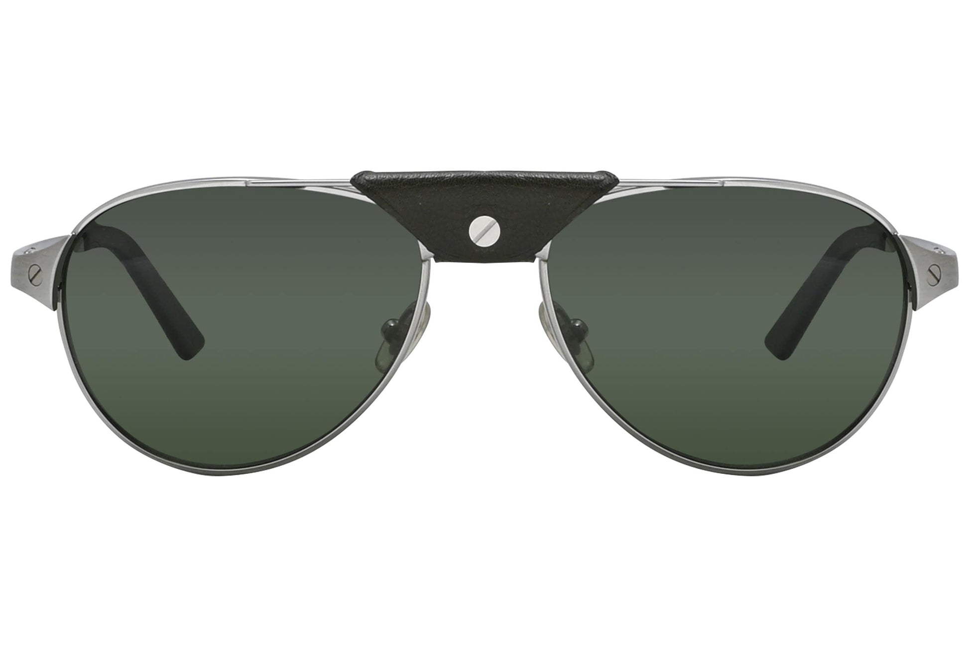 Cartier Silver Color Aviator Sunglasses Viewed From front angle